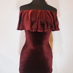 Burgundy Velvet Mini Dress